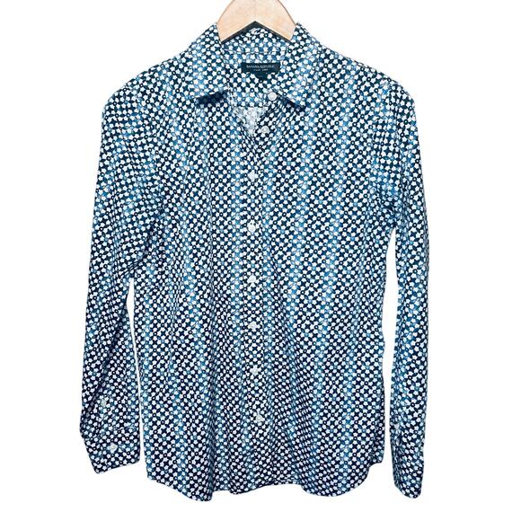 Banana Republic Dillon Shirt Button Up Cotton Blue Abstract Print Office Prep S - Picture 1 of 5